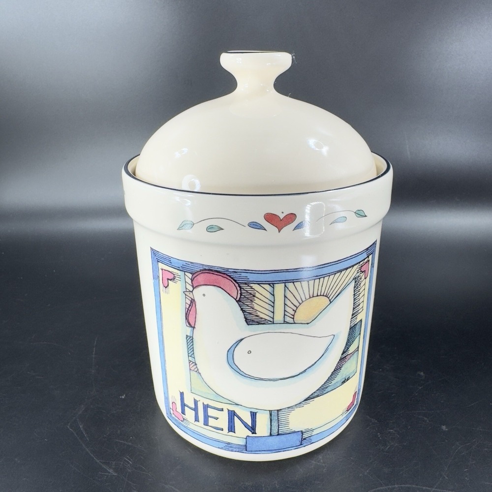 Certified International Susan Winget Hen Chicken Jar Lid Canister Ceramic VTG